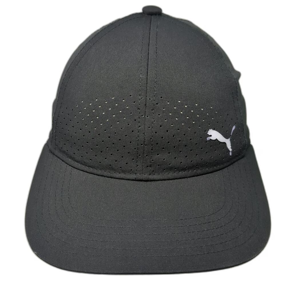 Puma Snapback Black One Size Hat Perforated Performance Sport Athletic Golf Cap